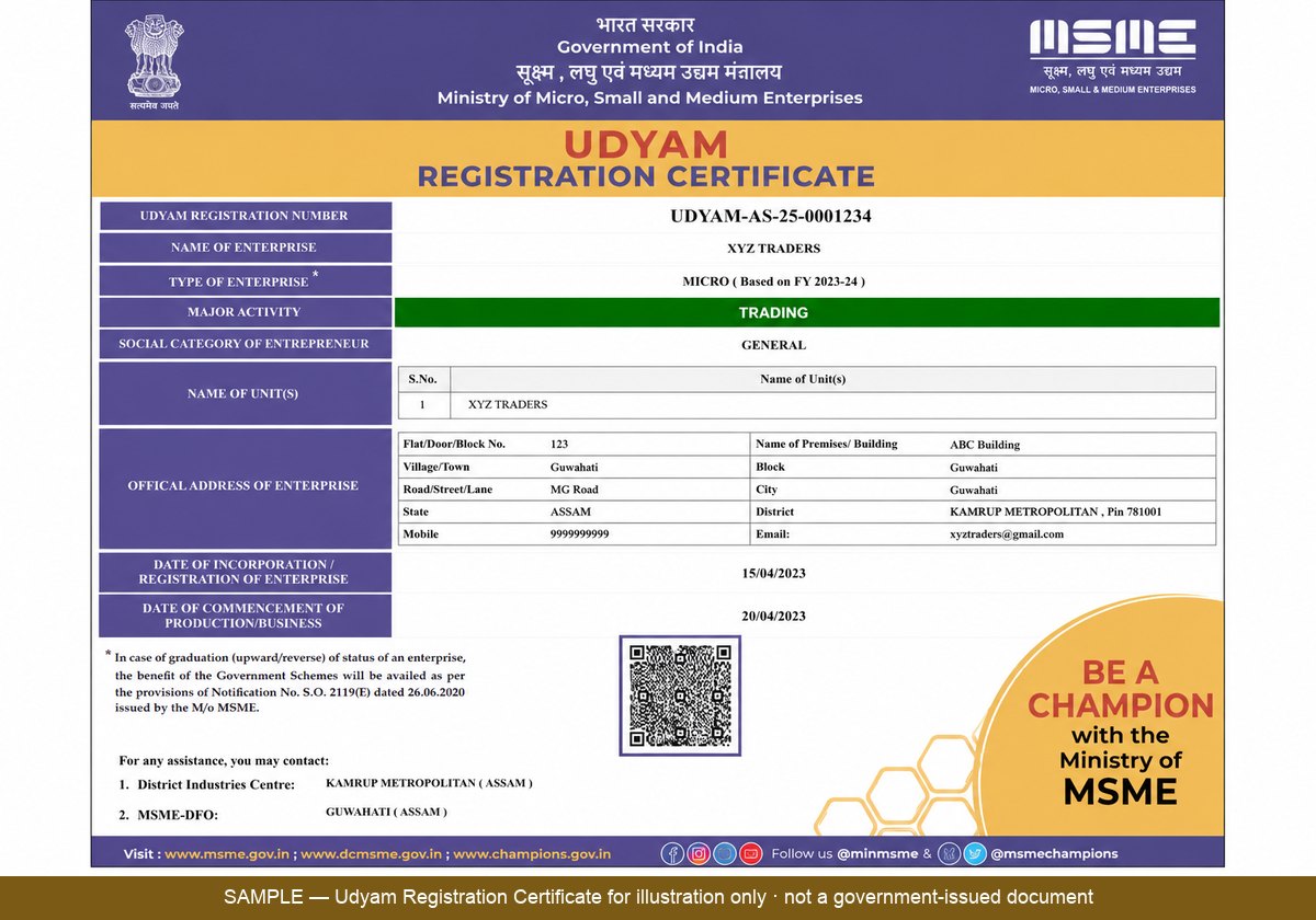 Sample Udyam Registration Certificate — how to download your Udyam certificate PDF