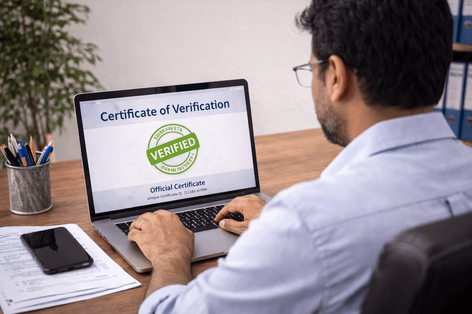 Udyam registration certificate verify process on laptop Udyam registration certificate verification process displayed on laptop screen