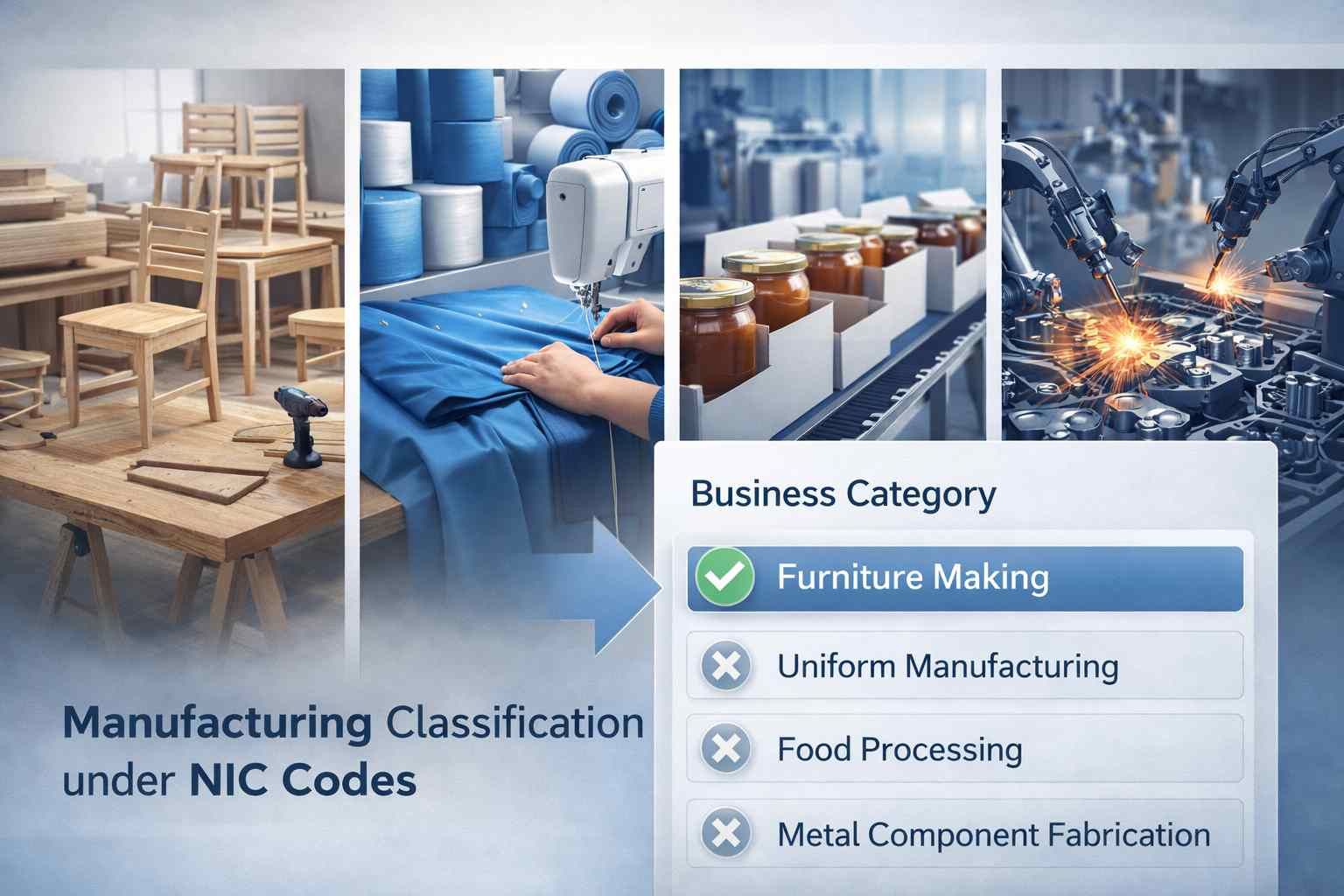 National industrial classification code for manufacturing business
